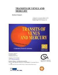 Transits of Venus and Mercury