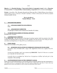 2021 Minutes of the Monthly Meeting of Tonyrefail & District