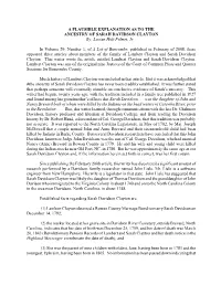 A PLAUSIBLE EXPLANATION AS to the ANCESTRY of SARAH DAVIDSON CLAYTON By: Lucian Holt Felmet, Jr