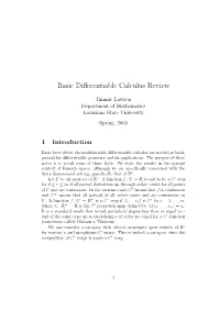 Basic Differentiable Calculus Review