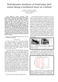 Hydrodynamic Simulation of Frontal Plane Deck Motion During a Mechanical Shock on a Lifeboat