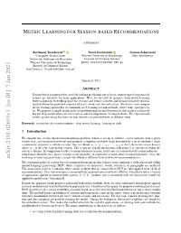 Metric Learning for Session-Based Recommendations - Preprint