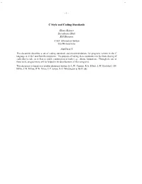 C Style and Coding Standards