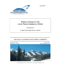 Mission Design for the Lunar Reconnaissance Orbiter