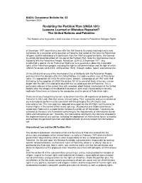 Revisiting the Partition Plan (UNGA 181): Lessons Learned Or Mistakes Repeated? the United Nations and Palestine