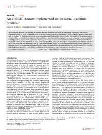 An Artificial Neuron Implemented on an Actual Quantum Processor
