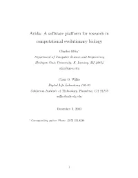 Avida: a Software Platform for Research in Computational Evolutionary Biology