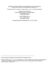 Exploring the Use of Zircon Geochronology As an Indicator of Laurentide Ice Sheet Till Provenance, Indiana, U.S.A