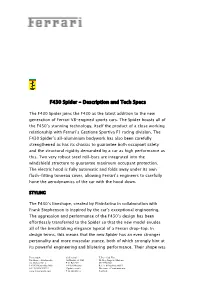 F430 Spider - Description and Tech Specs