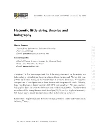 Heterotic Little String Theories and Holography