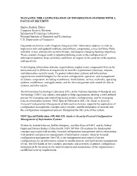 Managing the Configuration of Information Systems with a Focus on Security