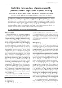 Nutrition Value and Use of Grain Amaranth: Potential Future