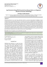 Age Estimation Using DNA Extracted from Human Saliva As a Diagnostic Measure in Forensic Odontology