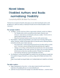 Disabled Authors and Books Normalising Disability Compiled by KEEN UK (Plain Text Version)