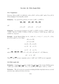Lecture 18: Side-Angle-Side
