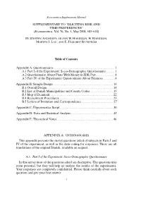 Supplementary to ``Eliciting Risk and Time Preferences''