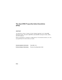 The Openvms Frequently Asked Questions (FAQ)