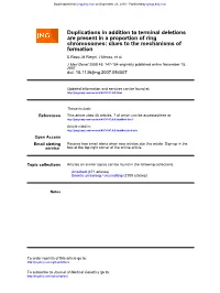 Formation Chromosomes: Clues to the Mechanisms of Are Present in A