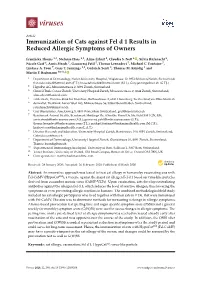 Immunization of Cats Against Fel D 1 Results in Reduced Allergic Symptoms of Owners