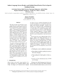 Indian Language Screen Readers and Syllable Based Festival Text-To-Speech Synthesis System