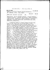Research in Foreign Language Teaching Methodology