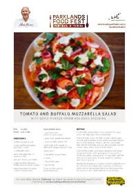 Tomato and Buffalo Mozzarella Salad with Quick-Pickled Onion and Basil Dressing