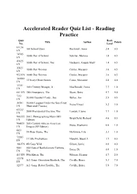 Accelerated Reader Quiz List - Reading Practice Quiz Book Title Author Points No
