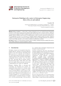 Enterprise Modeling in the Context of Enterprise Engineering: State of the Art and Outlook