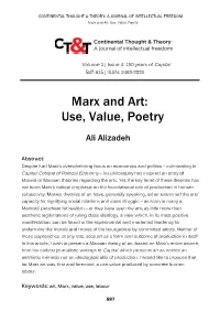 Marx and Art: Use, Value, Poetry