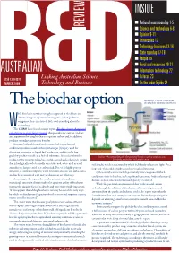 The Biochar Option Online Briefing ‘Biochar’ at the Australian Science Media Centre