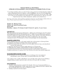 The Ecumenical Movement: Streams of Engagement and Liturgical Intersections (Tc 826)