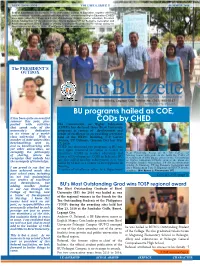 BU Programs Hailed As COE, Cods by CHED