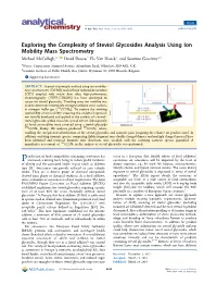 PDF) When Processed As HDMSE Data, However, When Processed As E MS Data, Stevioside Was Observed in All Samples, Some of Which ■ AUTHOR INFORMATION Were False