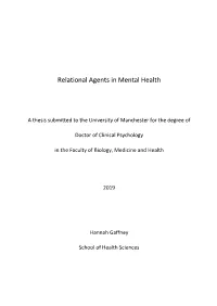 Relational Agents in Mental Health