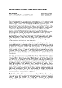 The Erosion of Naive Memory and Its Dangers Ales Debeljak The