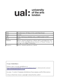Title Introduction: 50 Years of Art and Objecthood Type Article URL Https