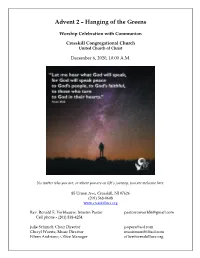Advent 2 – Hanging of the Greens