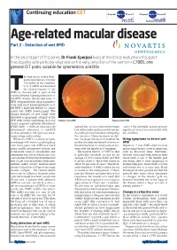 Age-Related Macular Disease Part 2 – Detection of Wet AMD