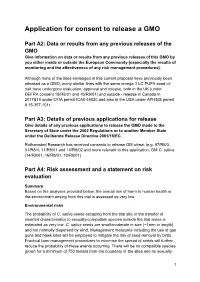 Application for Consent to Release a GMO