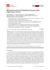 Michelia Essential Oil Inhalation Increases Fast Alpha Wave Activity