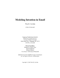 Modeling Intention in Email