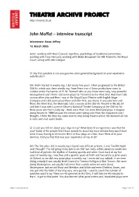 Theatre Archive Project: Interview with John Moffat