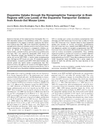 Dopamine Uptake Through the Norepinephrine Transporter in Brain Regions with Low Levels of the Dopamine Transporter: Evidence from Knock-Out Mouse Lines