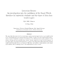 Literature Review: an Investigation Into the Usefulness of the Smart Watch Interface for University Students and the Types of Data They Would Require