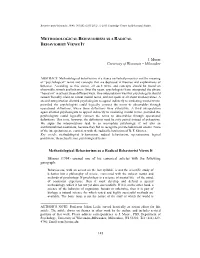 Methodological Behaviorism As a Radical Behaviorist Views It