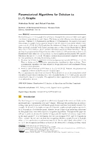 Parameterized Algorithms for Deletion to (R, `)-Graphs