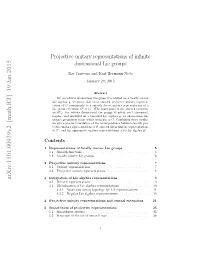 Projective Unitary Representations of Infinite Dimensional Lie Groups
