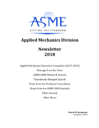 Applied Mechanics Division Newsletter 2018