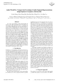Audio Word2vec: Unsupervised Learning of Audio Segment Representations Using Sequence-To-Sequence Autoencoder