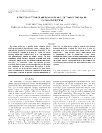 Effects of Temperature on Escape Jetting in the Squid Loligo Opalescens